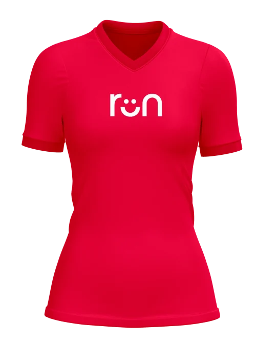 smiley run design on front polyester tshirt