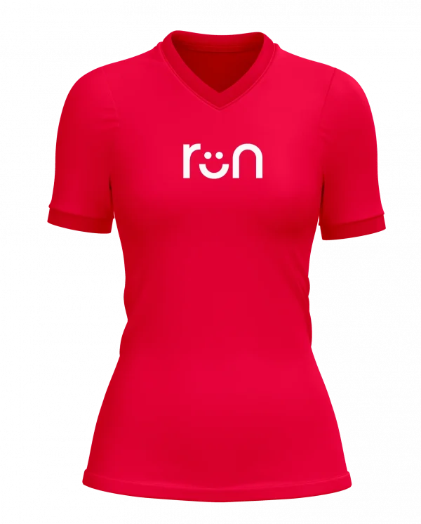 smiley run design on front polyester tshirt