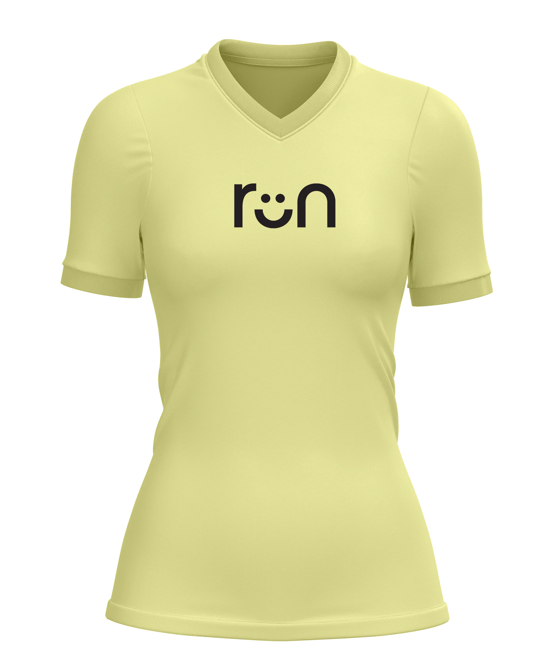 smiley run design on front polyester tshirt