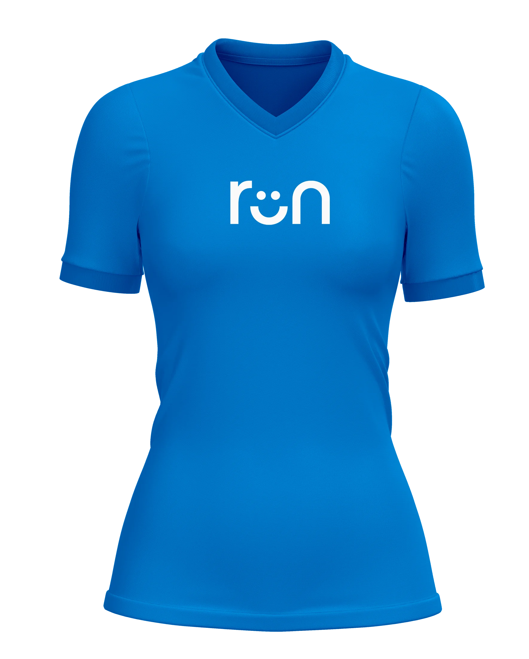 smiley run design on front polyester tshirt