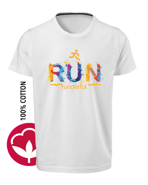 Run splatter design on cotton t-shirt