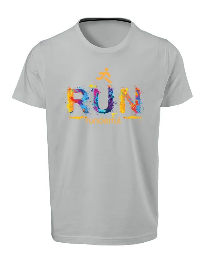 Run splatter design on front of Runderful® apparel