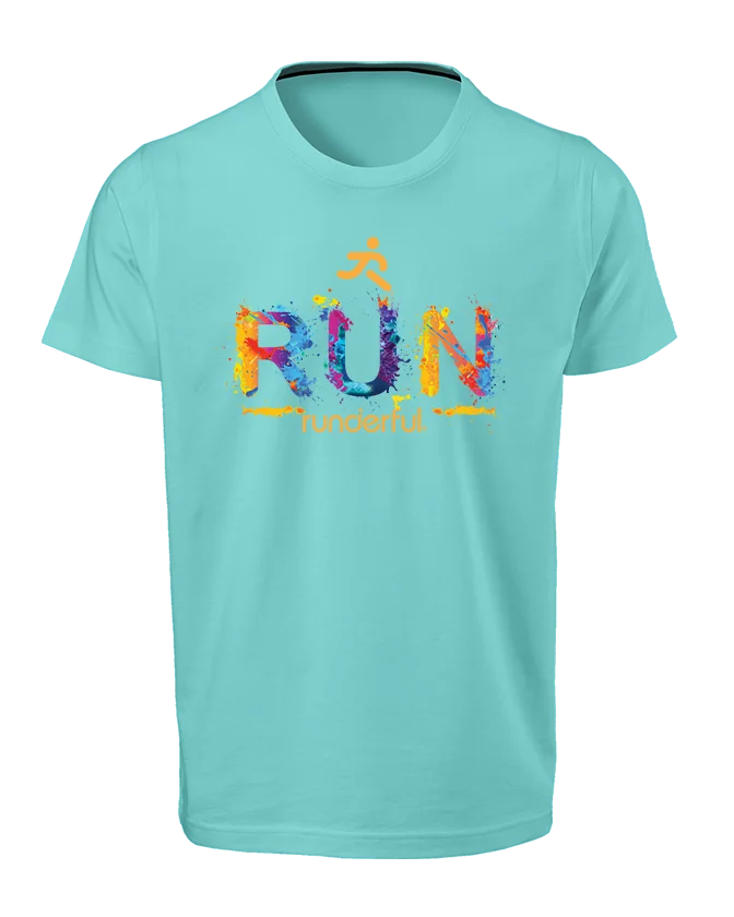 Run splatter design on front of Runderful® apparel