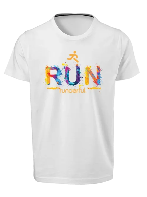 Run splatter design on front of Runderful® apparel