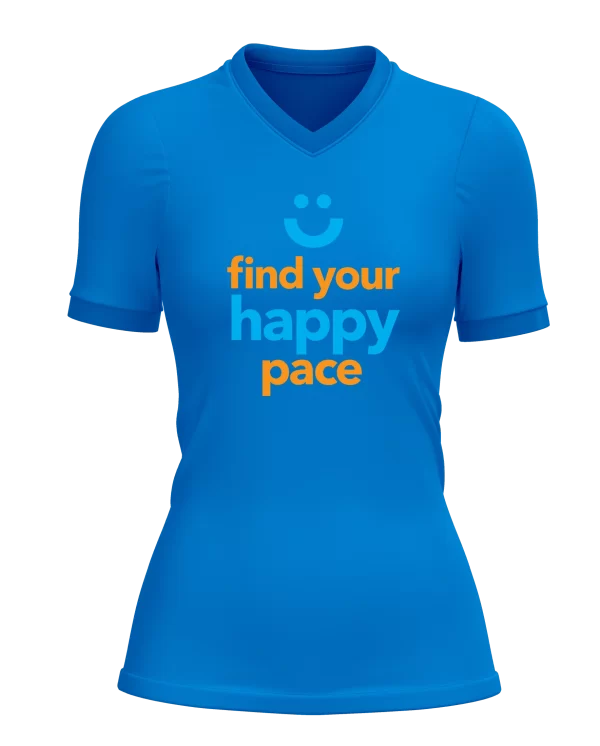 find you happy pace design on front of runderful® apparel