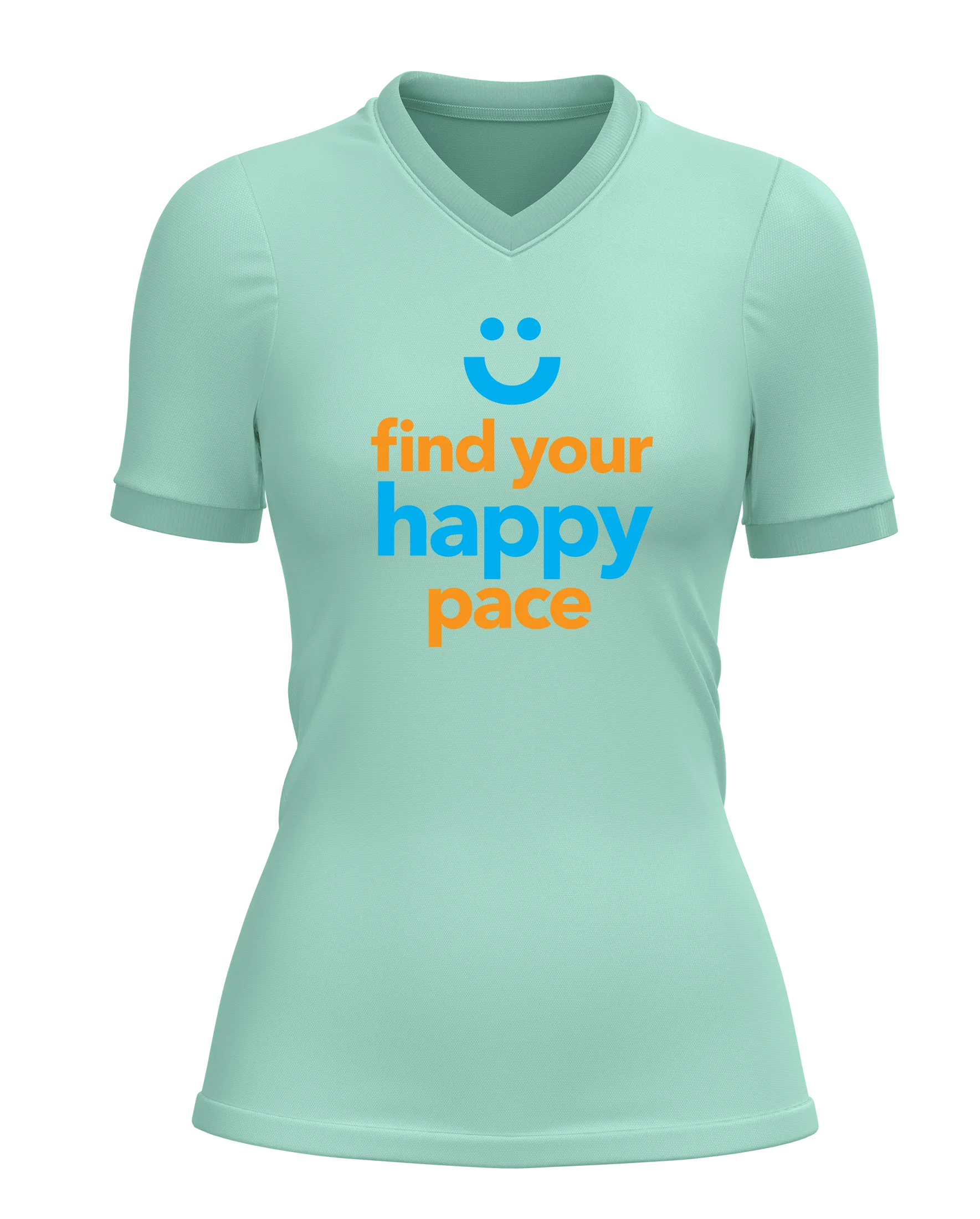 Womens-Runderful®-Find Your Happy Place-Mint-Front find you happy pace design on front of runderful® apparel