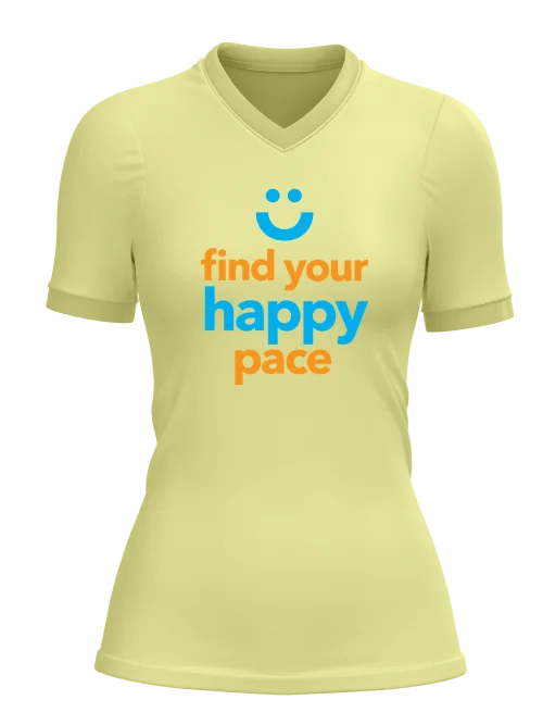 find you happy pace design on front of runderful® apparel