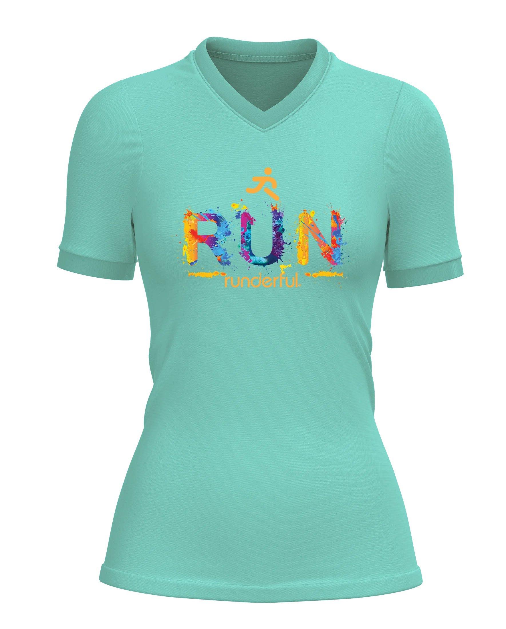 Run splatter design on front of Runderful® apparel