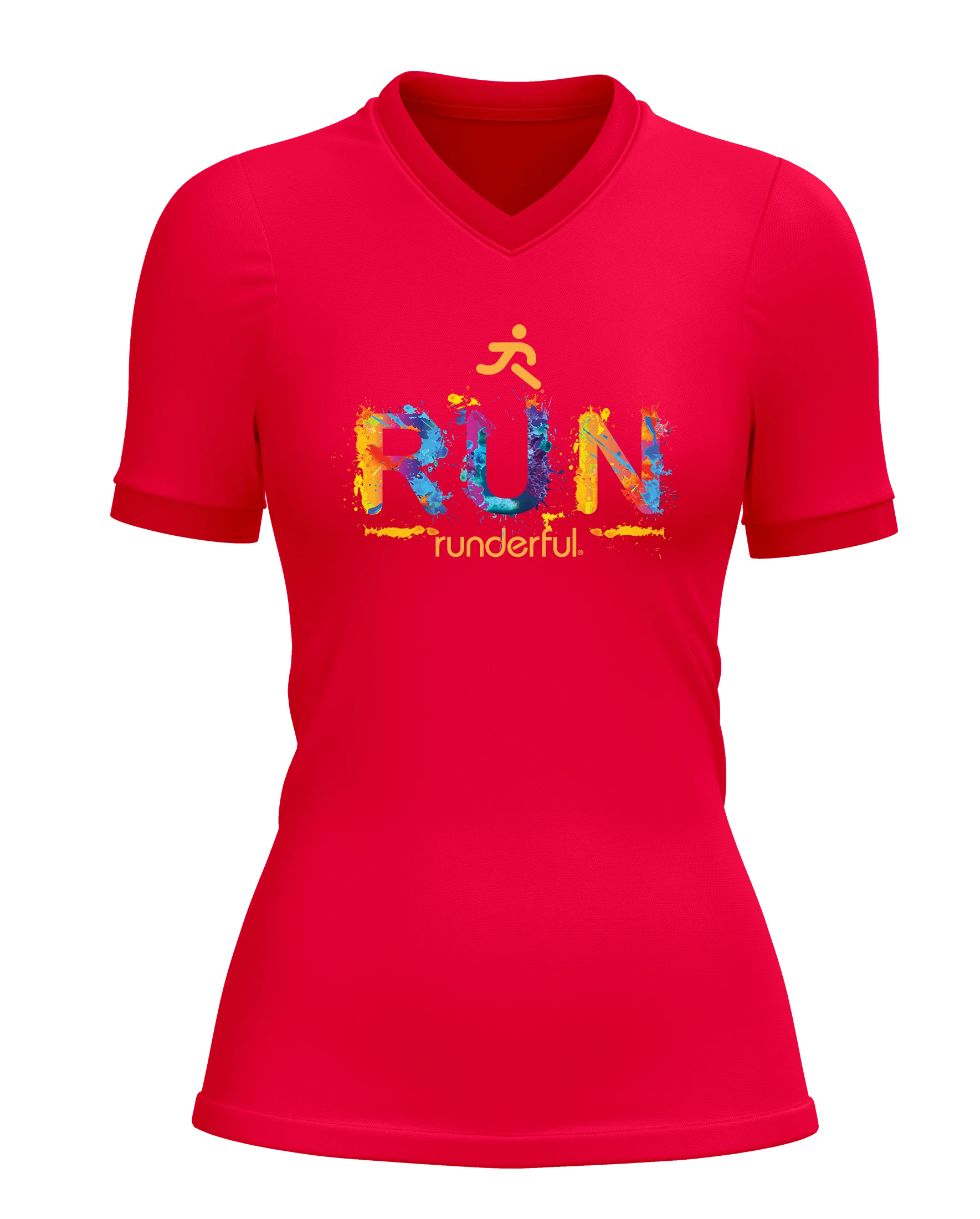 Run splatter design on front of Runderful® apparel