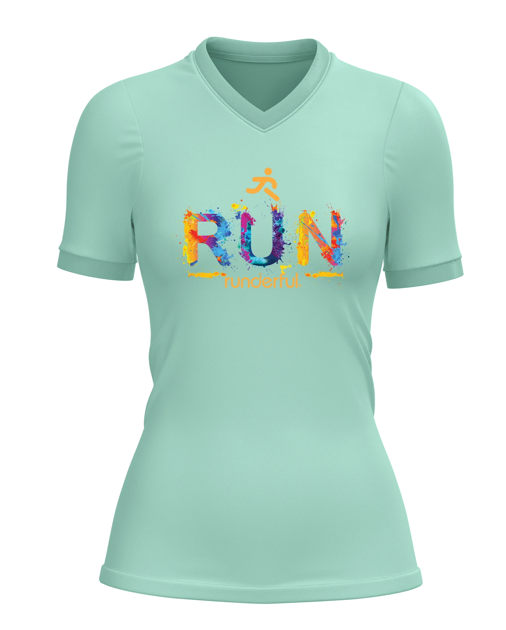 Run splatter design on front of Runderful® apparel