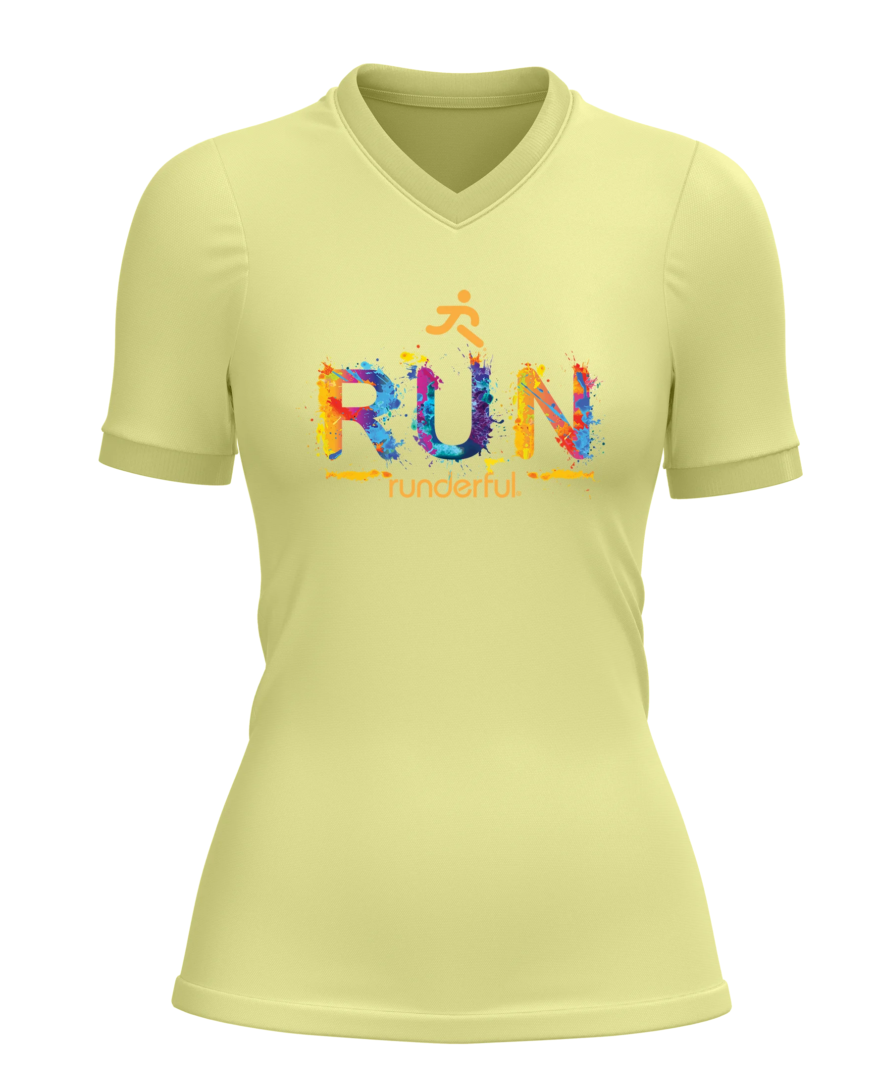 Run splatter design on front of Runderful® apparel