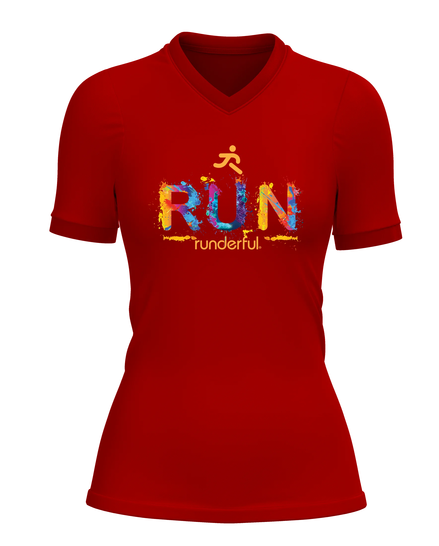 Run splatter design on front of Runderful® apparel