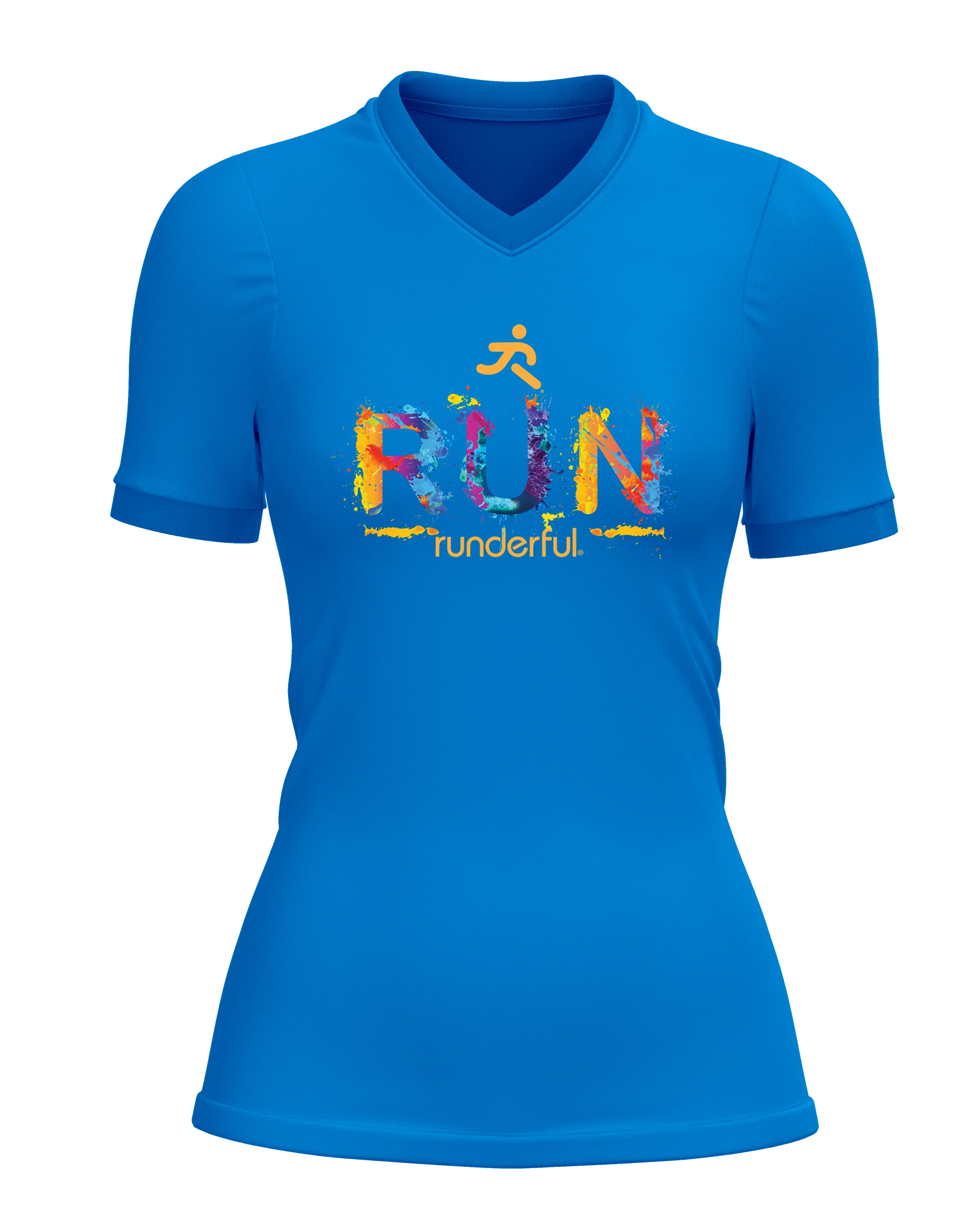 Run splatter design on front of Runderful® apparel