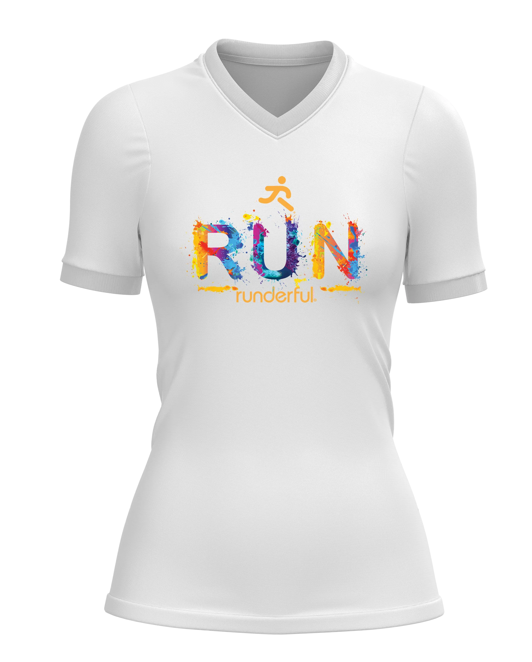 Run splatter design on front of Runderful® apparel