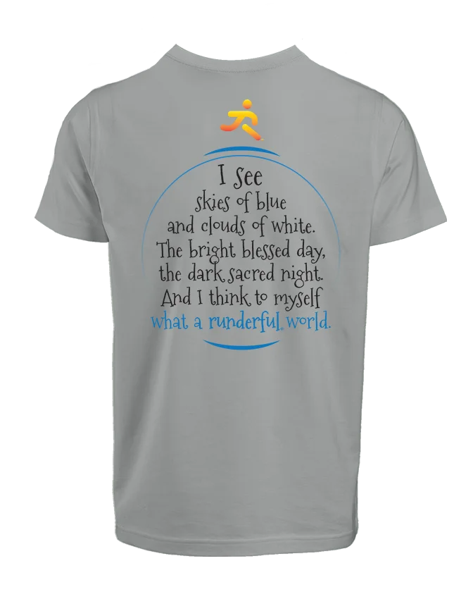 What a runderful world design on back polyester tshirt