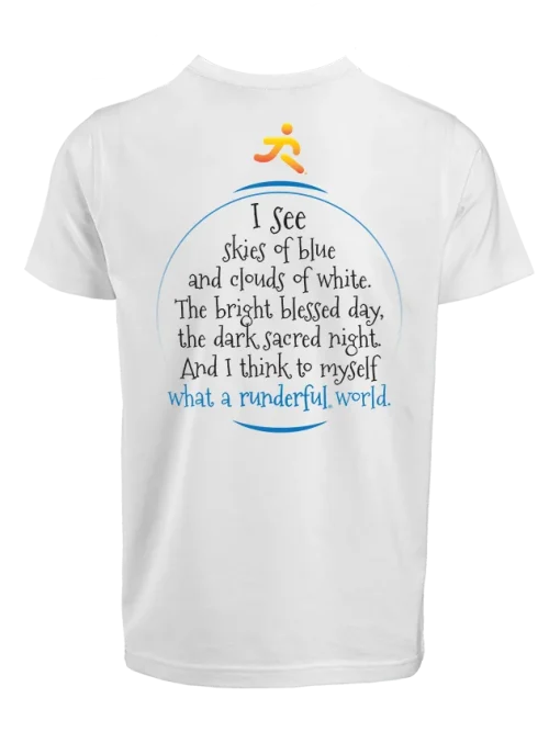 What a runderful world design on back polyester tshirt