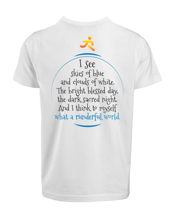 What a runderful world design on back polyester tshirt