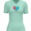 colorful RUN design on front of mint polyester tshirt