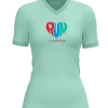 colorful RUN design on front of mint polyester tshirt