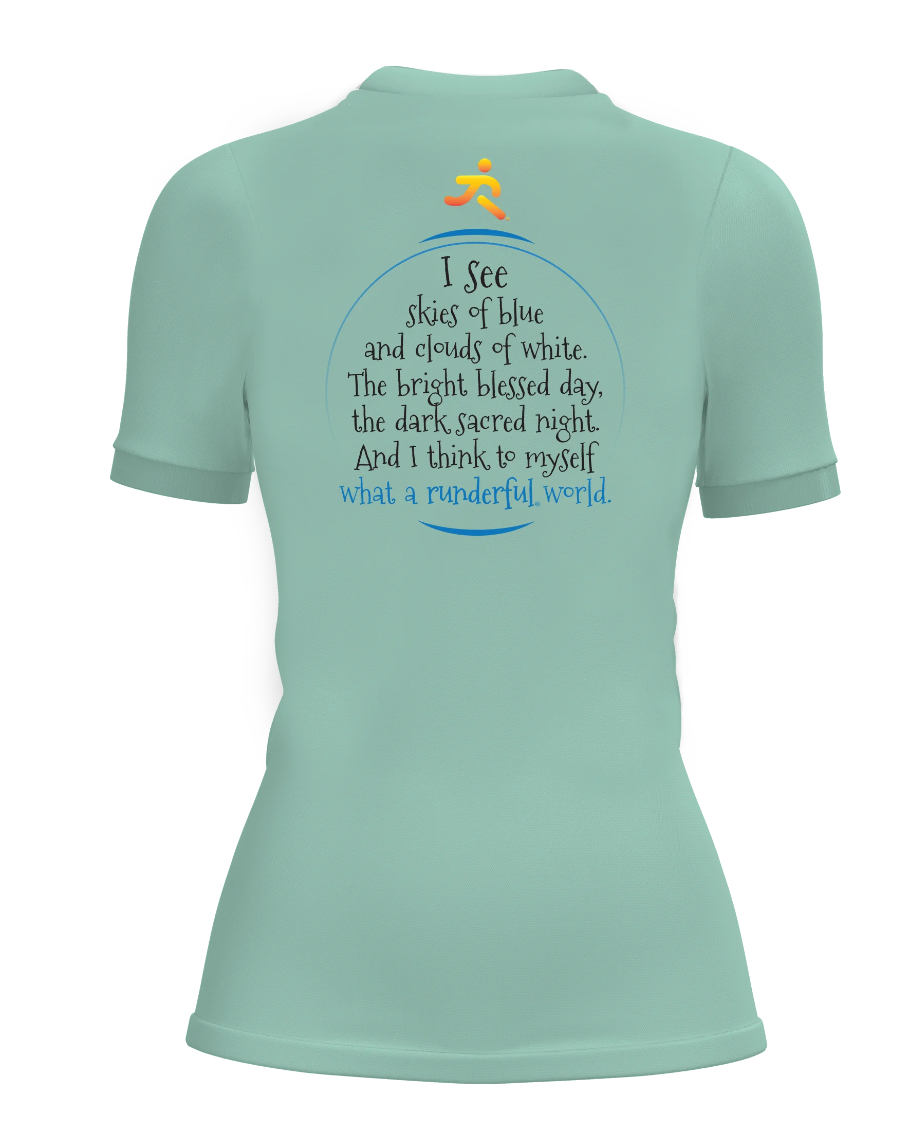 What a runderful world design on back polyester shirt