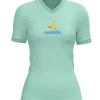 Runderful logo on front of mint polyester shirt
