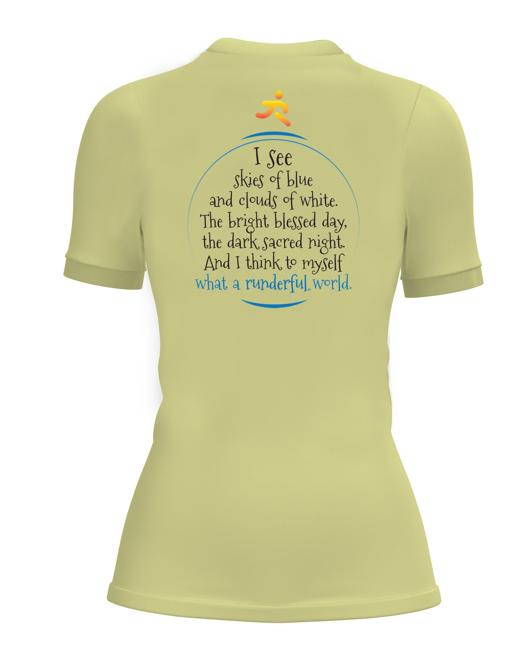 What a runderful world design on back polyester shirt