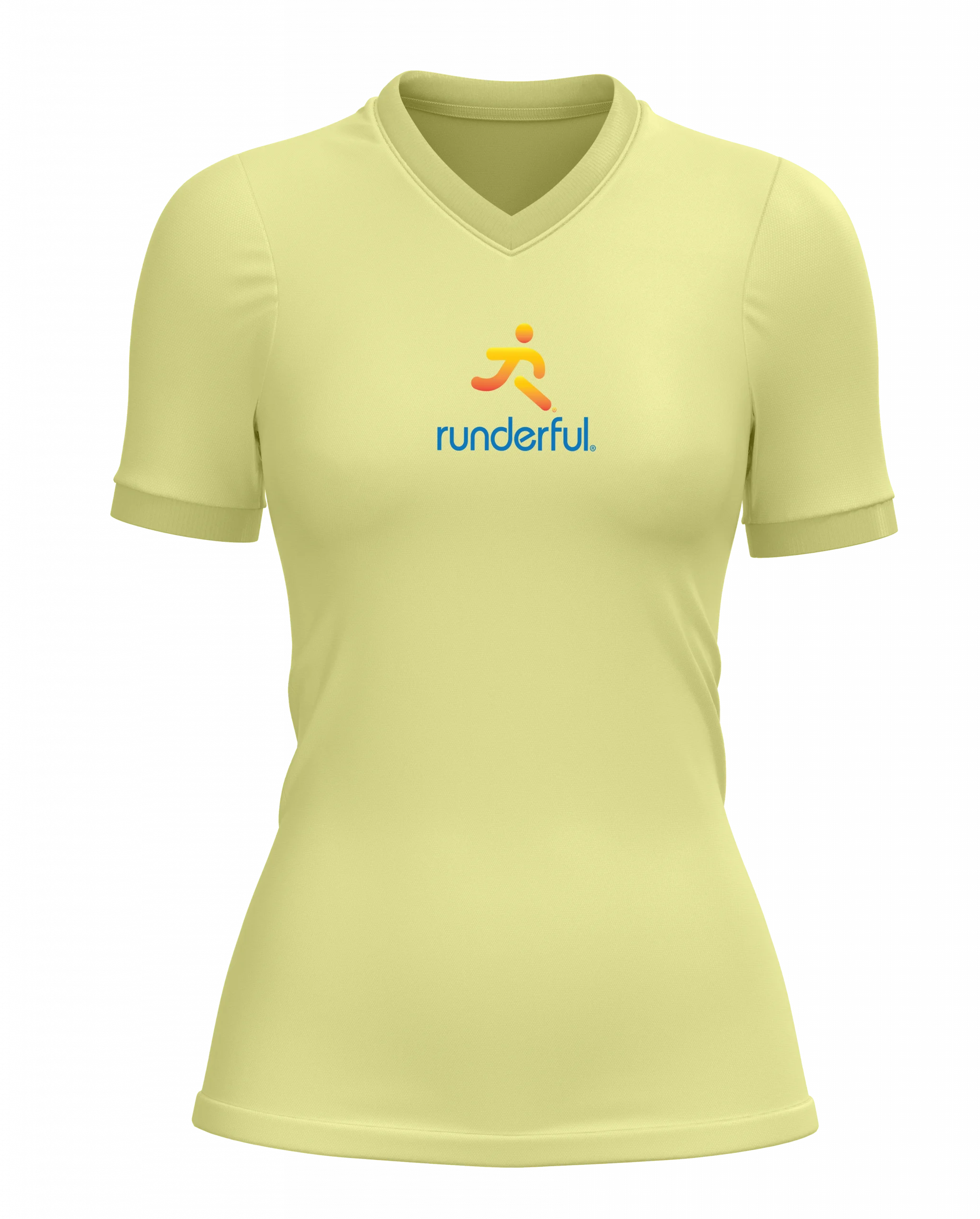 Runderful logo on front of mint polyester tshirt