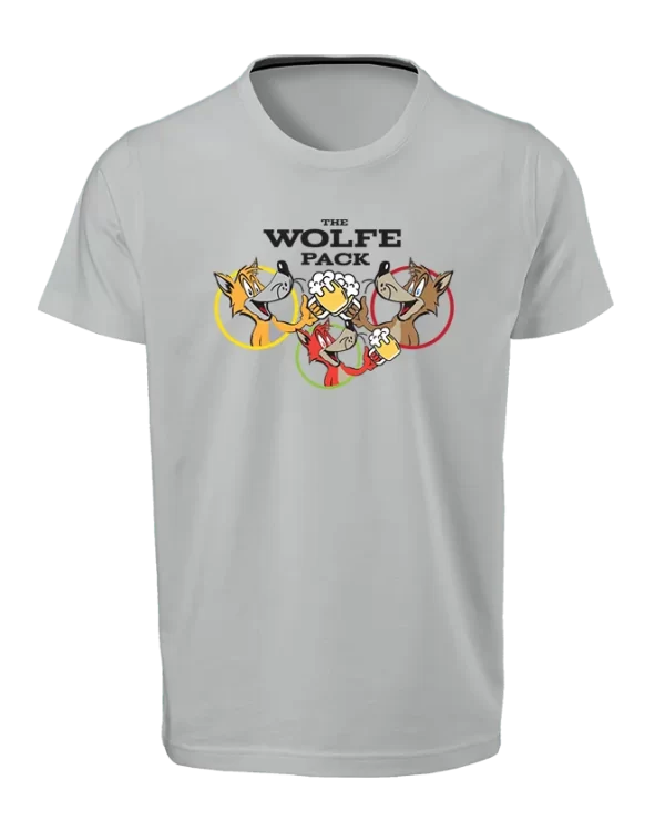 Mens Team Wolfie T Shirt Sleeves Gray Front1