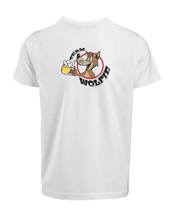 Mens Team Wolfie T Shirt White Sleeves Back
