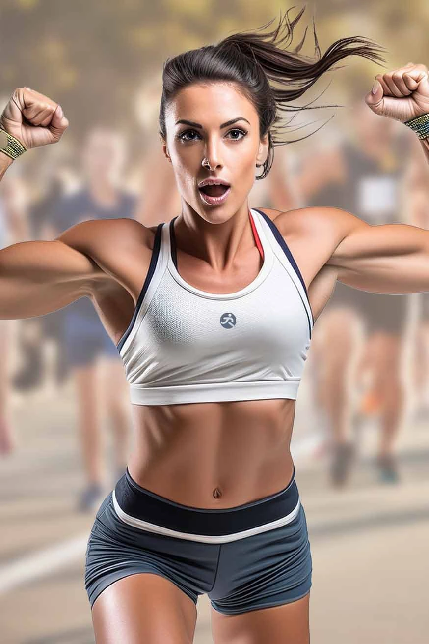 runderful-beautiful female fit runner-arms up-winning race