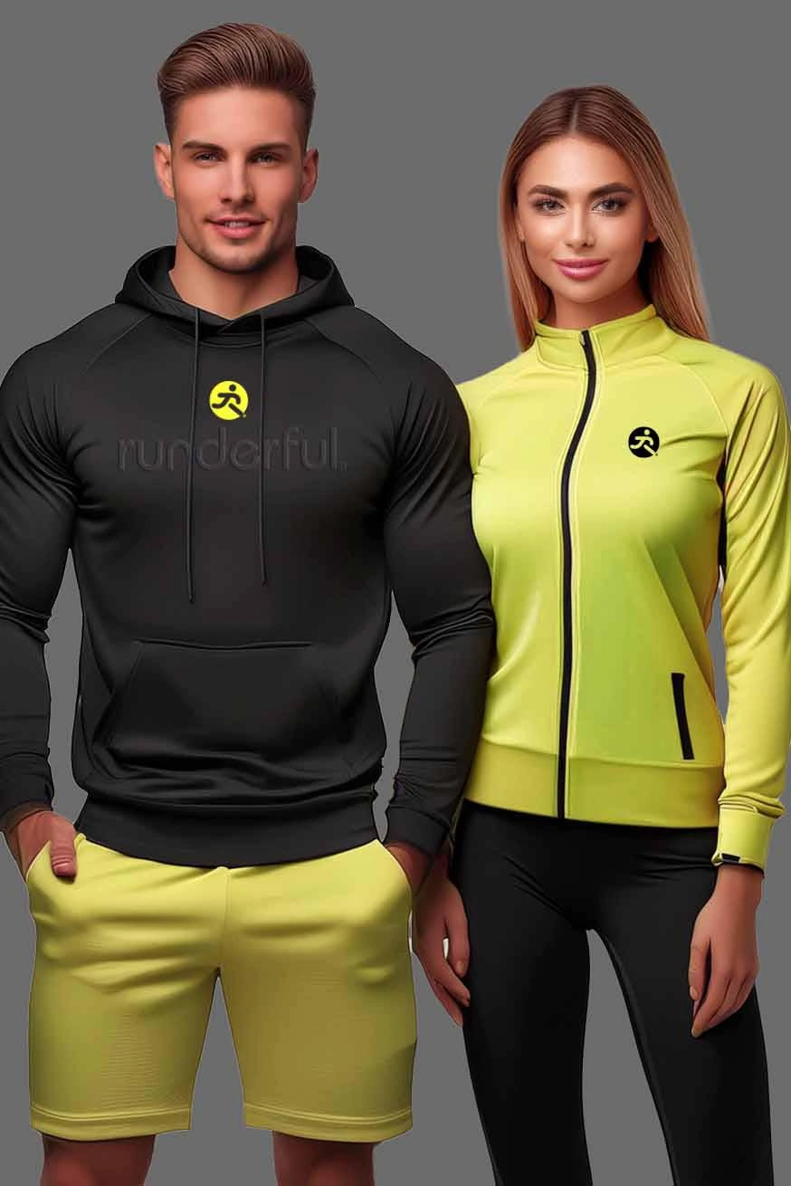 runderful-black and yellow-male and female-polyester-hoodies