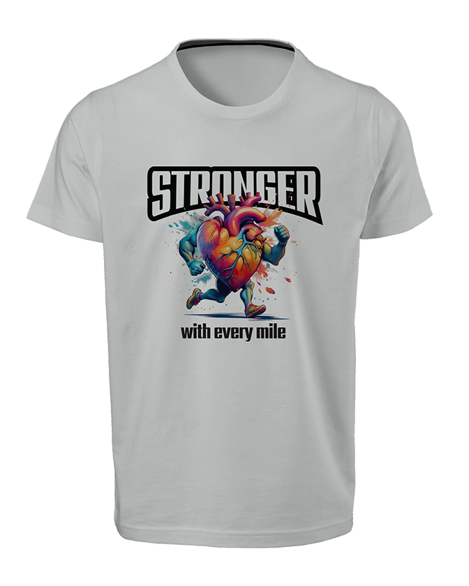 Stronger with Every Mile-Runderful®-T-Shirt-Gray
