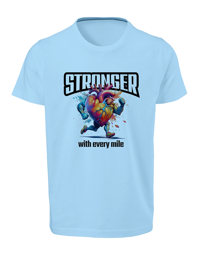 Stronger with Every Mile-Runderful®-T-Shirt-Light Blue
