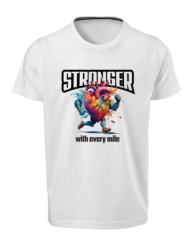 Stronger with Every Mile-Runderful®-T-Shirt-White